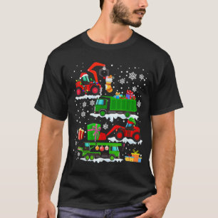 Construction Vehicle Christmas Red Trucks Winter T-Shirt