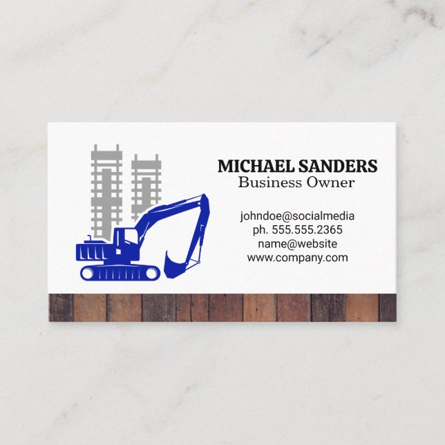 Construction Vehicle | Commercial Buildings Business Card (Front)