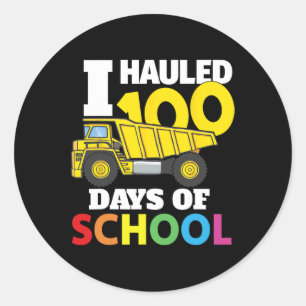 Construction Vehicle Cool 100 Days Of School Dump Classic Round Sticker