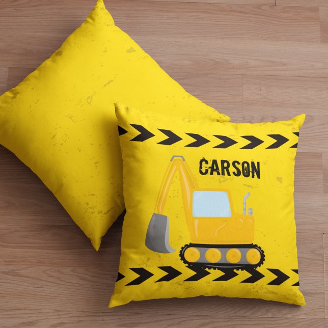 Construction Vehicle Custom Boys Room Yellow Kids Cushion (Creator Uploaded)