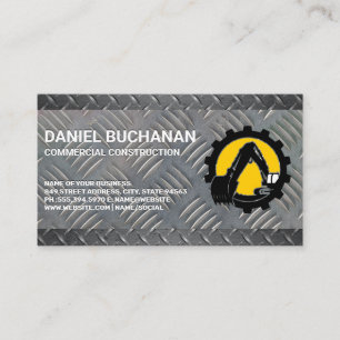 Construction Vehicle Diamond Plated Steel Business Card