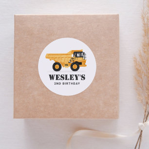 Construction Vehicle Dump Truck Birthday Party Classic Round Sticker