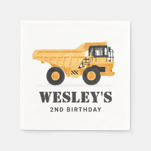 Construction Vehicle Dump Truck Birthday Party Napkin