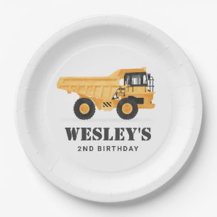 Construction Vehicle Dump Truck Birthday Party Paper Plate