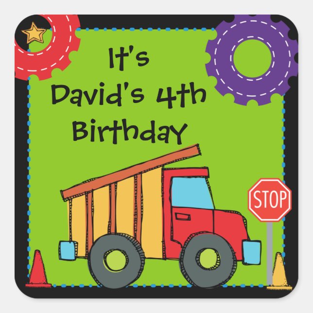 Construction Vehicle Dump Truck Custom Stickers (Front)