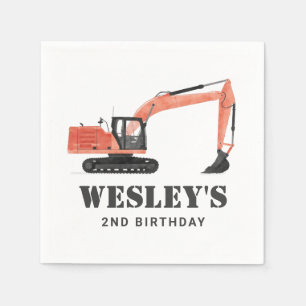 Construction Vehicle Excavator Birthday Party Napkin