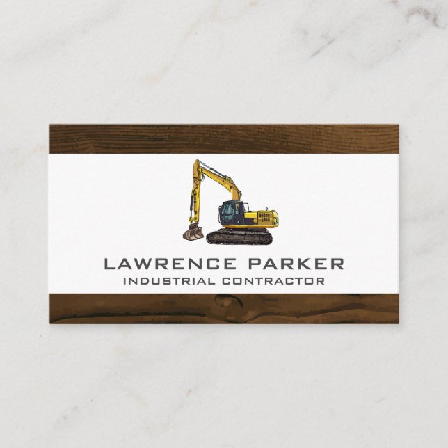 Construction Vehicle Excavator Logo Business Card (Front)