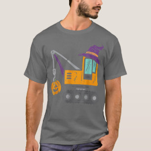 Construction Vehicle Halloween Crane Truck Pumpkin T-Shirt