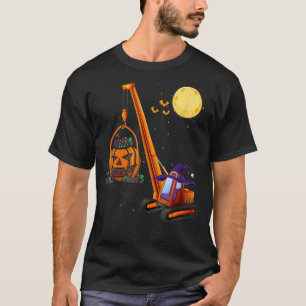 Construction Vehicle Halloween Crane Truck Pumpkin T-Shirt
