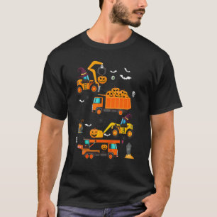 Construction Vehicle Halloween Crane Truck Pumpkin T-Shirt