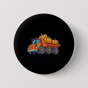 Construction Vehicle Halloween Truck Pumpkin Boys 6 Cm Round Badge
