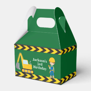 Construction Vehicle Kids Green Birthday Party Favour Box