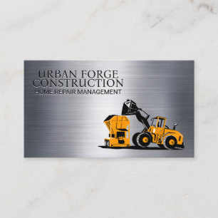 Construction Vehicle Loader Metallic Brushed Business Card