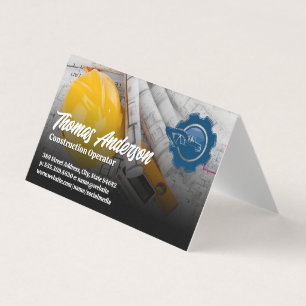 Construction Vehicle Logo Blueprints Business Card