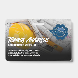 Construction Vehicle Logo   Blueprints ID Badge