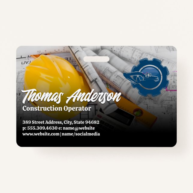 Construction Vehicle Logo | Blueprints ID Badge (Front)
