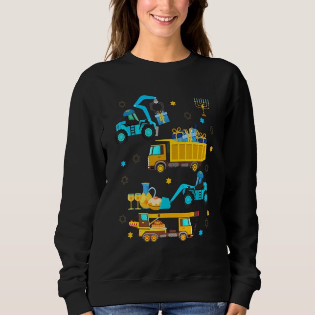 Construction Vehicle Menorah Hanukkah Chanukah Tod Sweatshirt (Front)