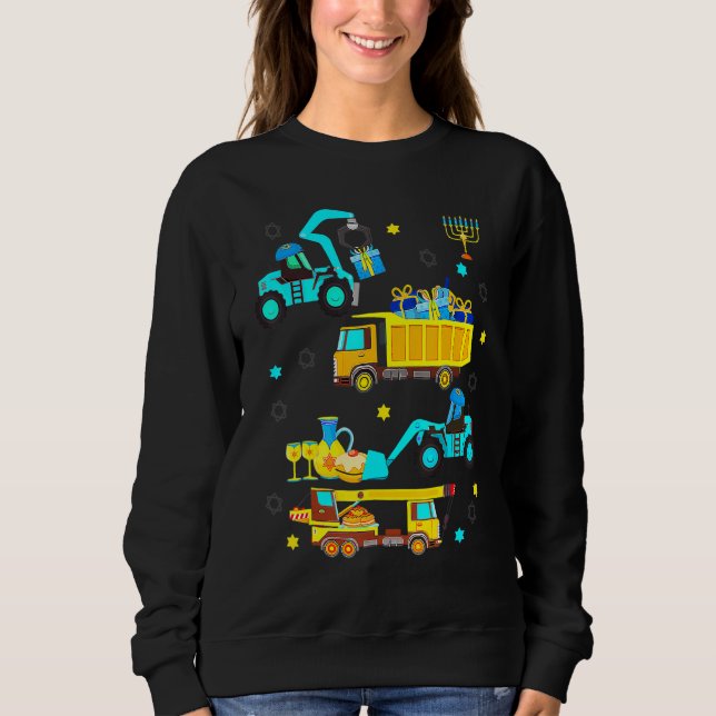 Construction Vehicle Menorah Hanukkah Chanukah Tod Sweatshirt (Front)