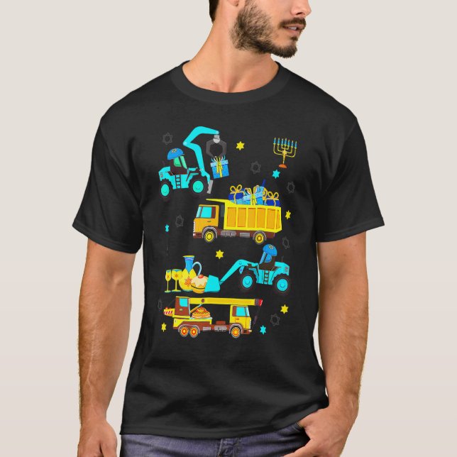 Construction Vehicle Menorah Hanukkah Chanukah Tod T-Shirt (Front)