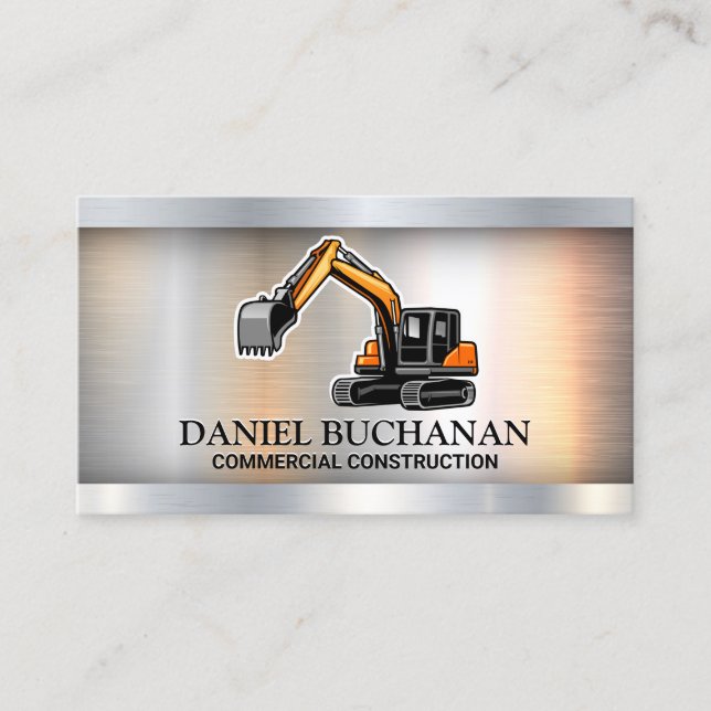 Construction Vehicle | Metal Industrial Business Card (Front)