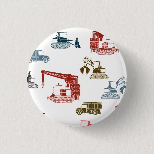Construction Vehicle Pattern 3 Cm Round Badge (Front)
