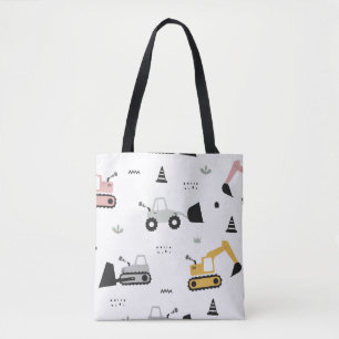 Construction Vehicle Pattern Tote Bag