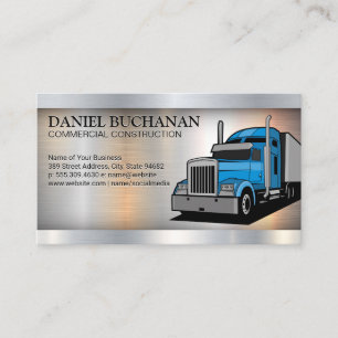 Construction Vehicle Semi Truck Metallic Business Card