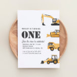 Construction Vehicles 1st Birthday Party Invitation<br><div class="desc">Invite friends and family to celebrate your little one's birthday with this construction themed invitation!</div>