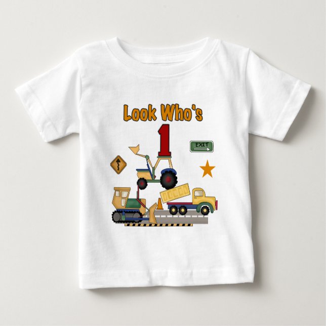 Construction Vehicles 1st Birthday Tshirts (Front)