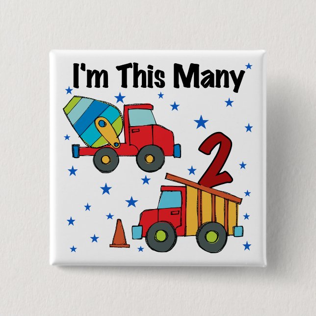 Construction Vehicles 2nd Birthday Gifts 15 Cm Square Badge (Front)