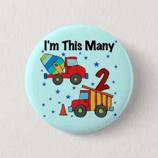 Construction Vehicles 2nd Birthday Gifts 6 Cm Round Badge