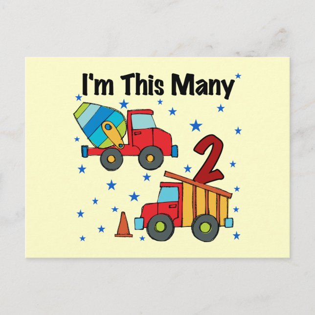 Construction Vehicles 2nd Birthday Gifts Postcard (Front)