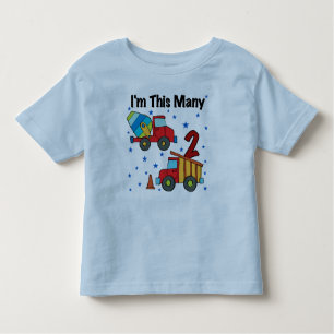 Construction Vehicles 2nd Birthday Gifts Toddler T-Shirt
