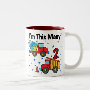 Construction Vehicles 2nd Birthday Gifts Two-Tone Coffee Mug