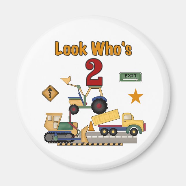 Construction Vehicles 2nd Birthday Magnet (Front)