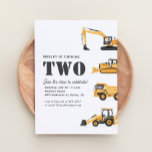 Construction Vehicles 2nd Birthday Party Invitation<br><div class="desc">Invite friends and family to celebrate your little one's birthday with this construction themed invitation!</div>