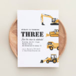 Construction Vehicles 3rd Birthday Party Invitation<br><div class="desc">Invite friends and family to celebrate your little one's birthday with this construction themed invitation!</div>
