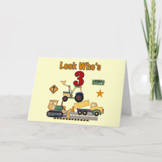 Construction Vehicles 3rd Birthday Tshirts Card