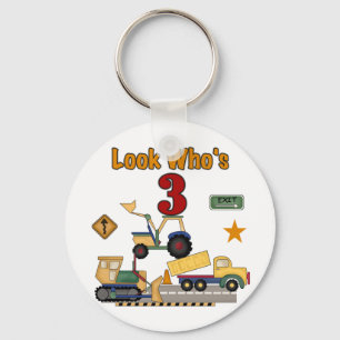 Construction Vehicles 3rd Birthday Tshirts Key Ring