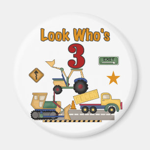 Construction Vehicles 3rd Birthday Tshirts Magnet