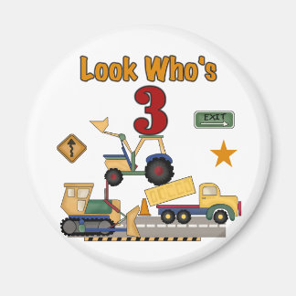Construction Vehicles 3rd Birthday Tshirts Magnet