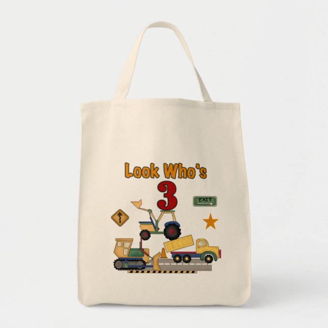 Construction Vehicles 3rd Birthday Tshirts Tote Bag (Front)
