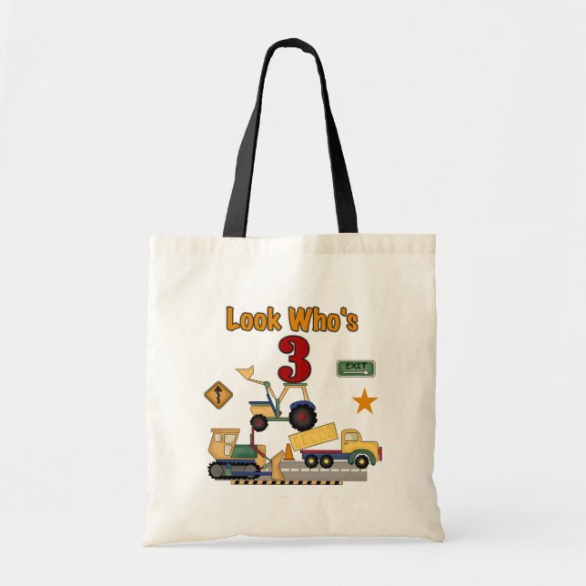 Construction Vehicles 3rd Birthday Tshirts Tote Bag (Front)