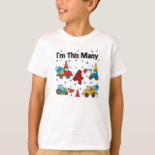 Construction Vehicles 4th Birthday T-shirts