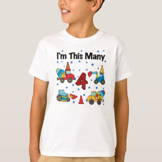 Construction Vehicles 4th Birthday T-shirts