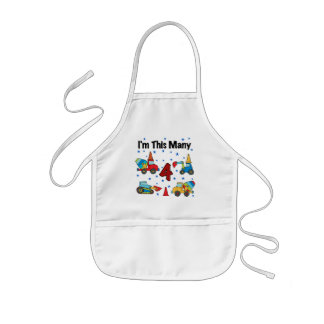 Construction Vehicles 4th Birthday T-shirts Kids Apron