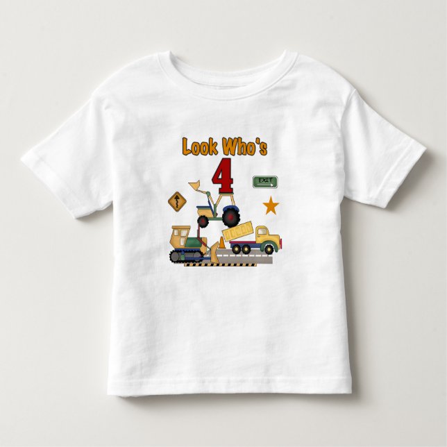 Construction Vehicles 4th Birthday Tshirts (Front)