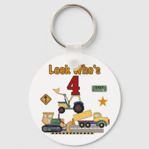 Construction Vehicles 4th Birthday Tshirts Key Ring