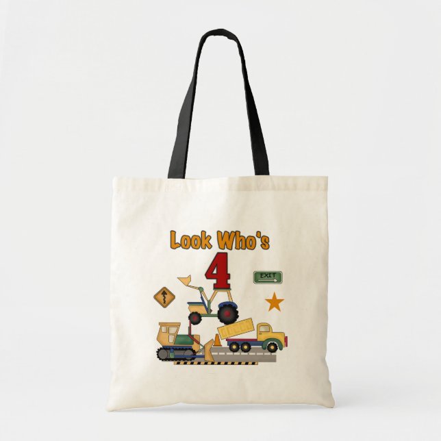 Construction Vehicles 4th Birthday Tshirts Tote Bag (Front)