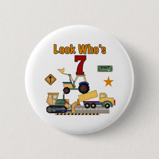 Construction Vehicles 7th Birthday 6 Cm Round Badge